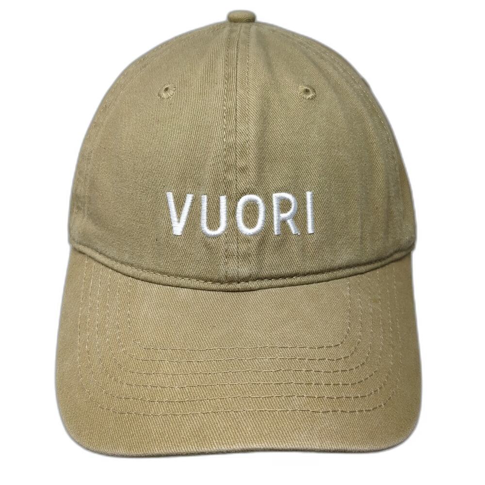 Vuori Baseball Cap Brown White One Size Slideback Strap Embroidered Logo Hat